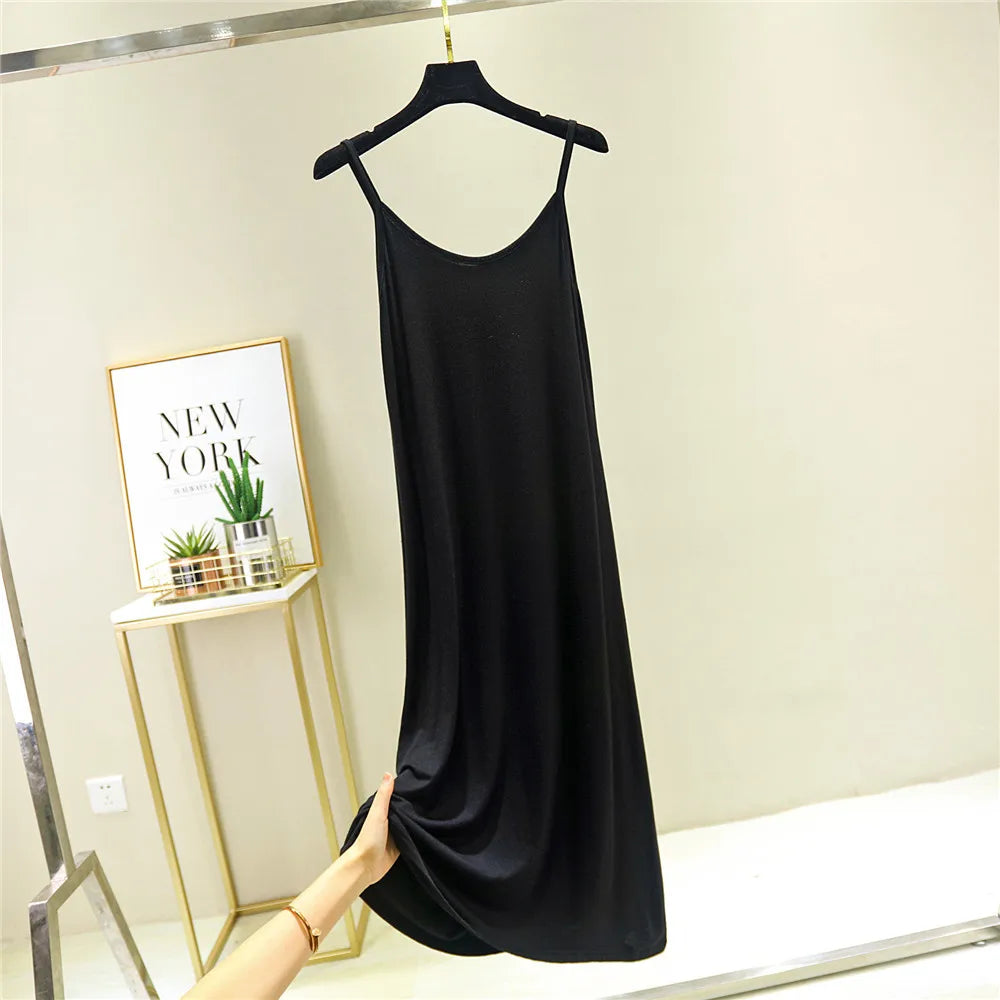 2022 O-Neck Dresses tops Women's Petticoat Woman Dress Slip Underdress Bottoming Straight Femmale Slips Woman Intimates Dress - Seprincess