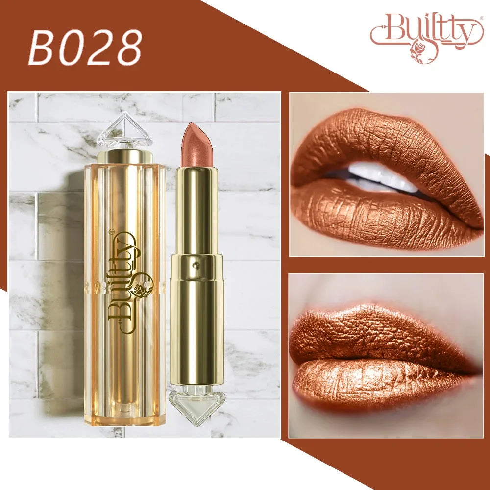 12 Colors Korea Matte Glitter Lipstick Pink Nude Matte Gliter Waterproof Kissproof Glitter Flip Lipstick Orange Dropshipping - Seprincess