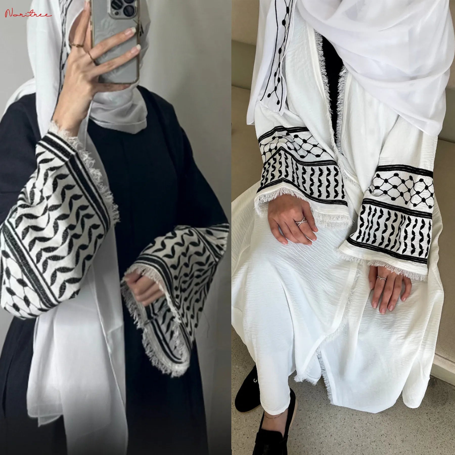 Fashion Embroidery Kimono Oversized Muslim Robe abaya syari female full length Taseel Muslim abaya Worship Service abayas wy1969 - Seprincess