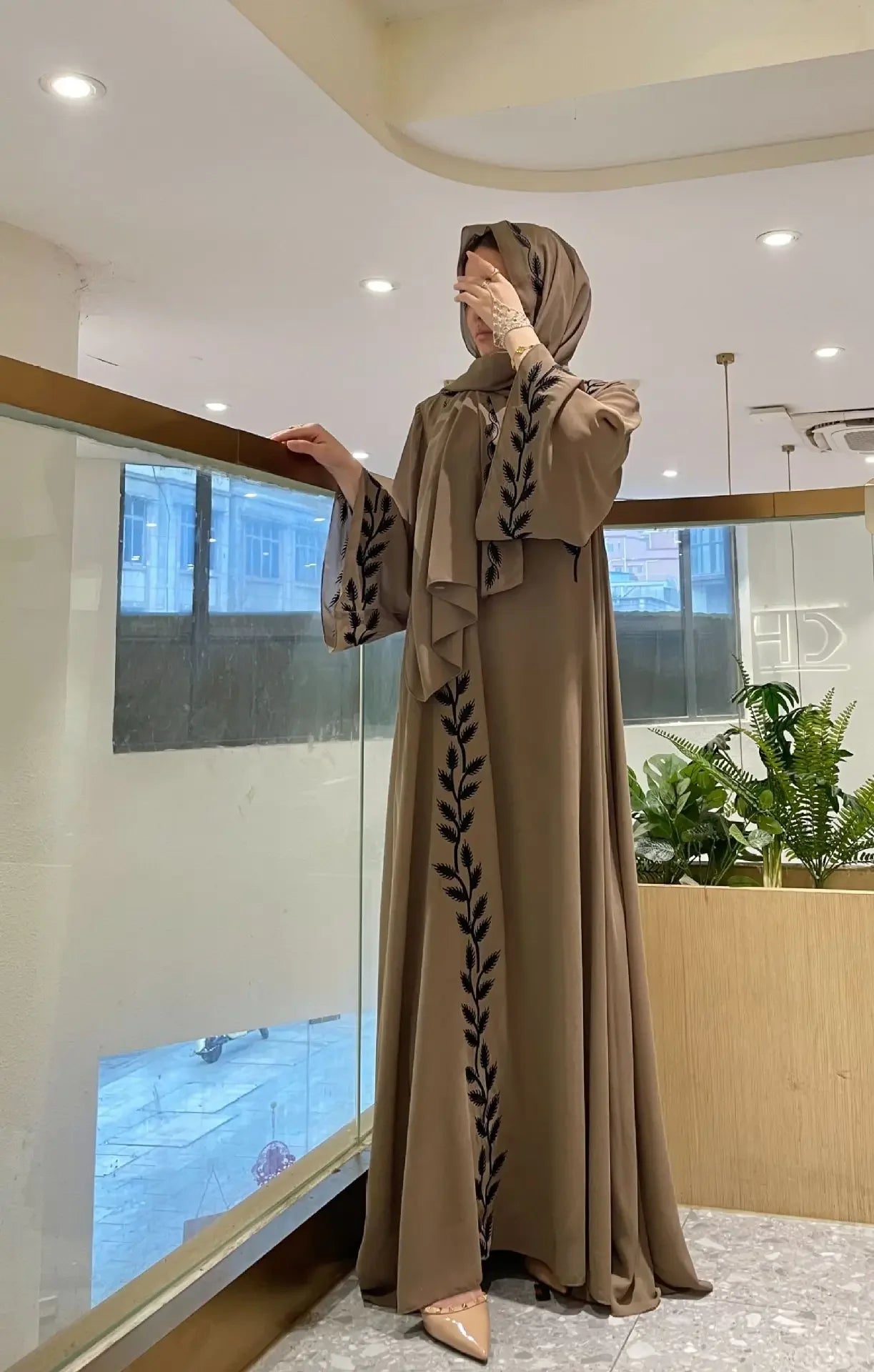 Eid Muslim Abaya for Women Embroidery Dress with Scarf 2 Piece Set Dubai Arab Long Robe Morocco Abayas Kaftan Headscarf Gorgeous - Seprincess