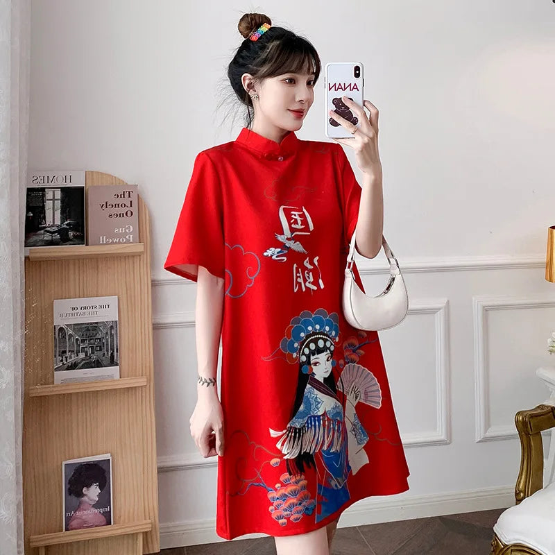 Traditional Chinese New Year Clothes for Woman Cheongsam Dress Vintage Female Qipao Shirt - Seprincess