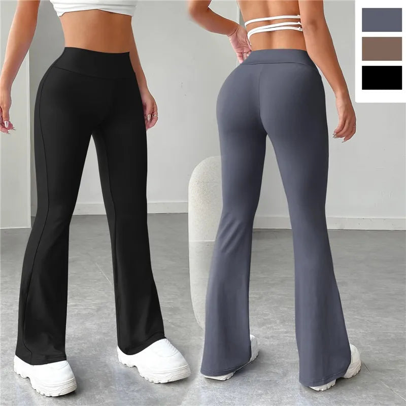 2025 New Flare Leggings Yoga Pants Women High Waist Wide Leg Pants Women Gym Sports Black Flared Pant Plus Size Dance Trousers