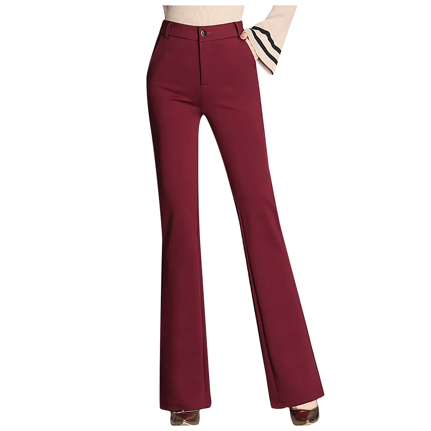 Flared Pants Women'S Bootcut Trousers Large Size Elastic Bell Trousers Suit Trousers Straight High Waist Work Trousers Trousers