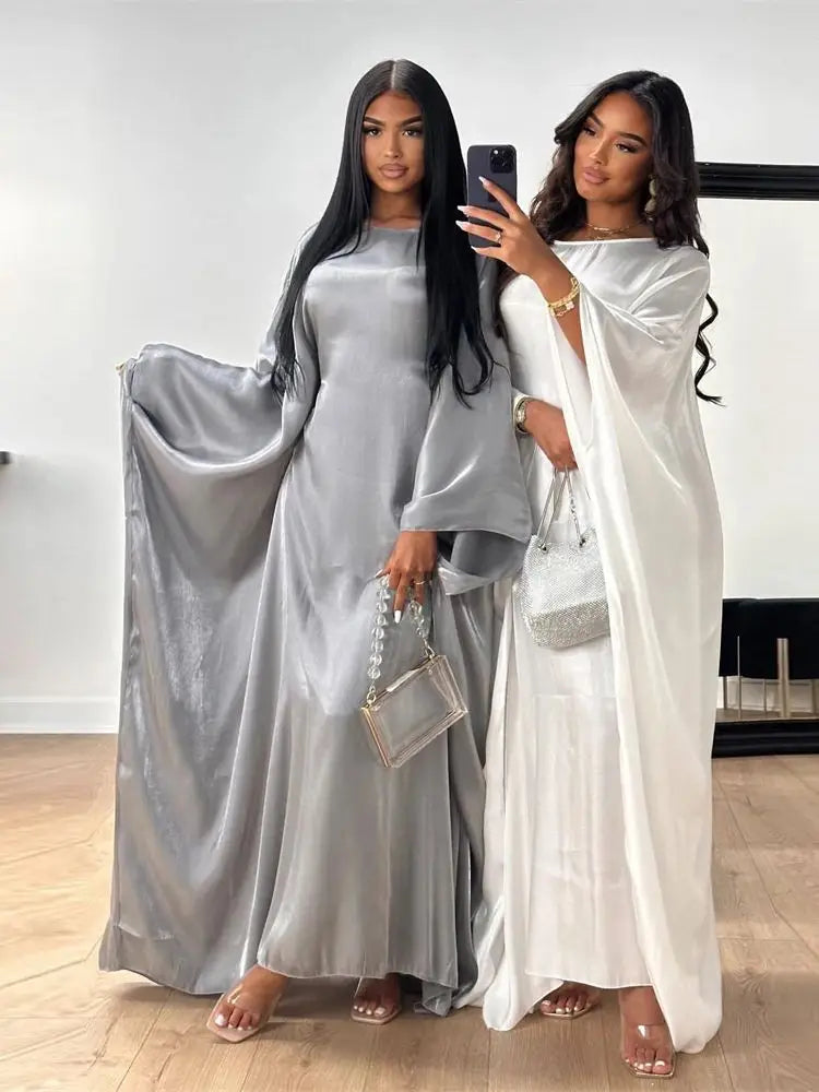 ramadan Eid Abayas For Women Modest Fashion Shimmer Batwing Satin Abaya Dubai Luxury 2024 Muslim Kaftan Dress Kebaya Vestidos - Seprincess