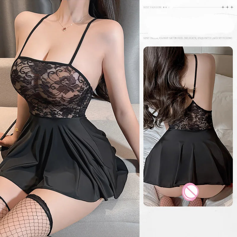 Babydolls Strap Tight Hollow Lace Perspective Mesh Passionate fetish sexy. items underwear women hot sexy lingerie - Seprincess