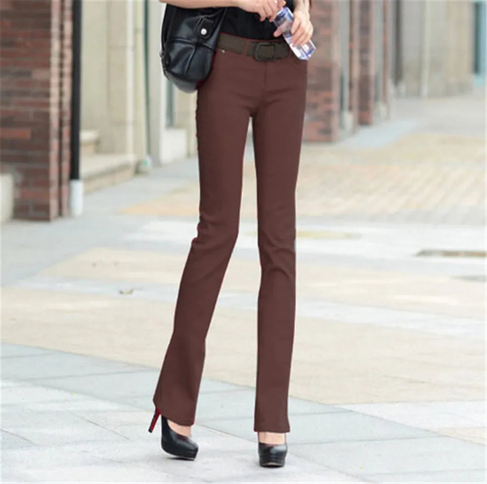 Women Flare Pants Dress With Pockets Stretch Pencil Bootcut Bell Bottom Trousers Flared Jeans Work Casual