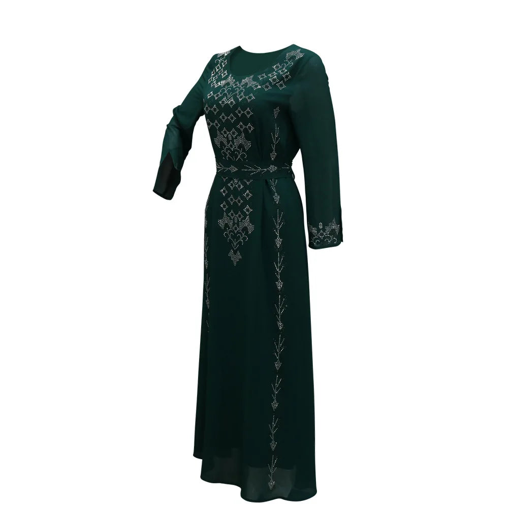 Elegant Middle East Muslim Hijab Abaya Dress for Women Eid Arabic Party Islamic Turkey Dresses Moroccan Caftan Robe