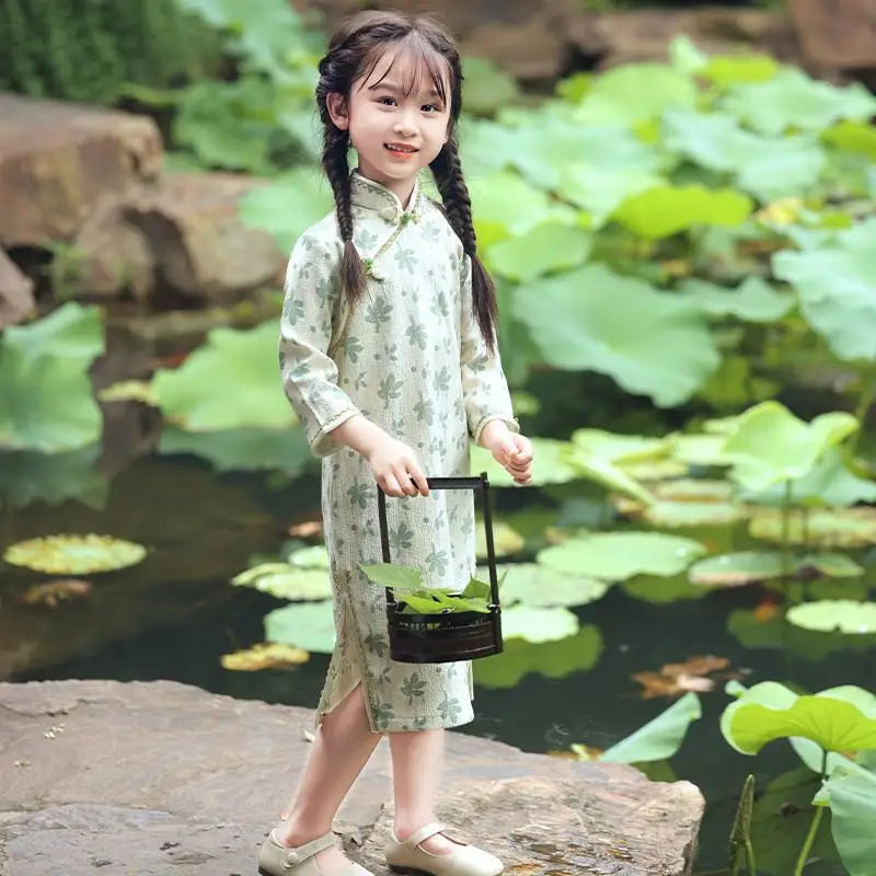 Children's Hanfu Cheongsam 2023 Autumn Winter New Retro Princess Dress Chinese Traditional Qipao Baby Girl Qipao Dress Kids - Seprincess