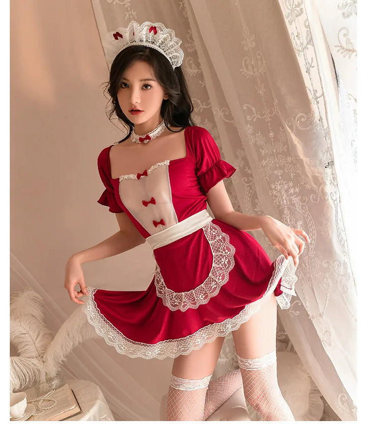 Cosplay clothing Maid outfit Lolita lace puffy skirt Women's Halloween costumes Adult costume sexy lingеrie set sexy. items xxx - Seprincess