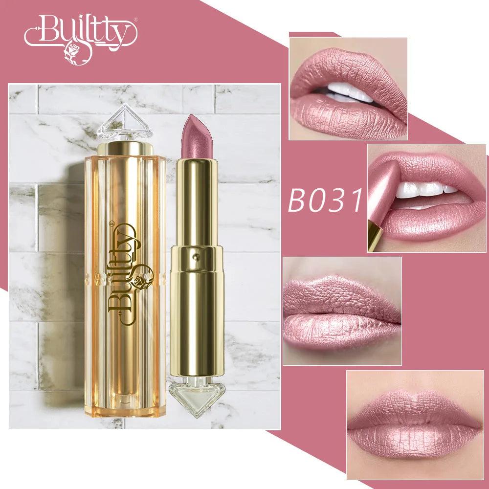 BUILTTY Korean Glitter Pearl Dropshiping Lipstick Matte Nude Color Long Lasting Waterproof Wholesale Price Red Pink Purple - Seprincess