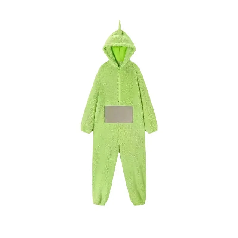 Boys Girls Teletubbies Costumes Soft Long Sleeves Piece Pajamas Costume Lala Home Clothes Cosplay Adult Unisex Party Wear - Seprincess