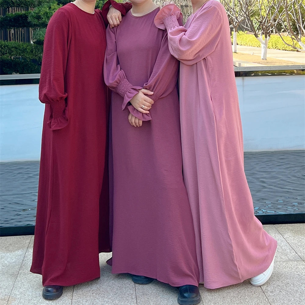 Eid Jersey Solid Modest Under Abaya Dubai 2024 Palestine Women Islamic Clothing Muslim Kaftan Inner Dresses Robe Femme Musulmane - Seprincess