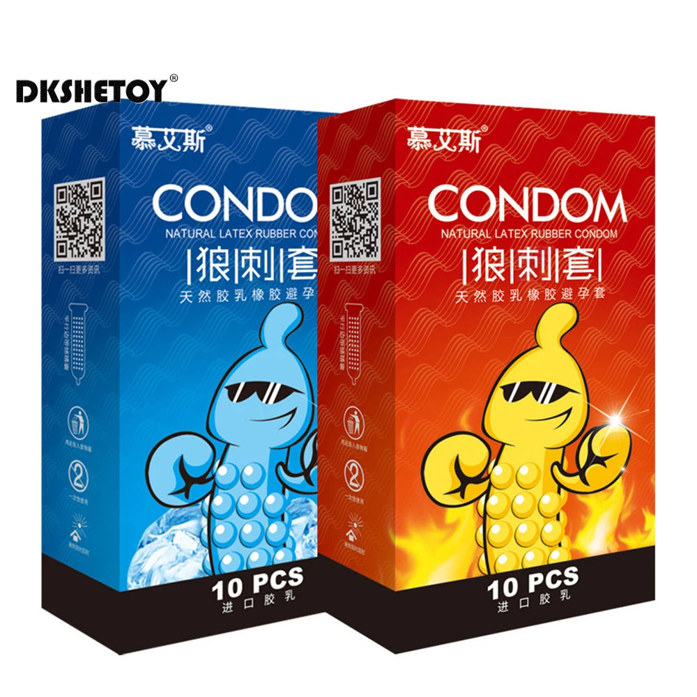 Spiked Condoms For Men 18+ Thin Condones Big Dotted For Long Sex Delay Ejaculation G-spot Vaginal Stimulation Adult Penis Sleeve - Seprincess