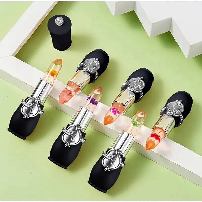 Flower Jelly Lipstick Set Temperature Change Moisturizer Flower Lipglaze Long Lasting Lip Balm Magic Color Change Lip Gloss - Seprincess