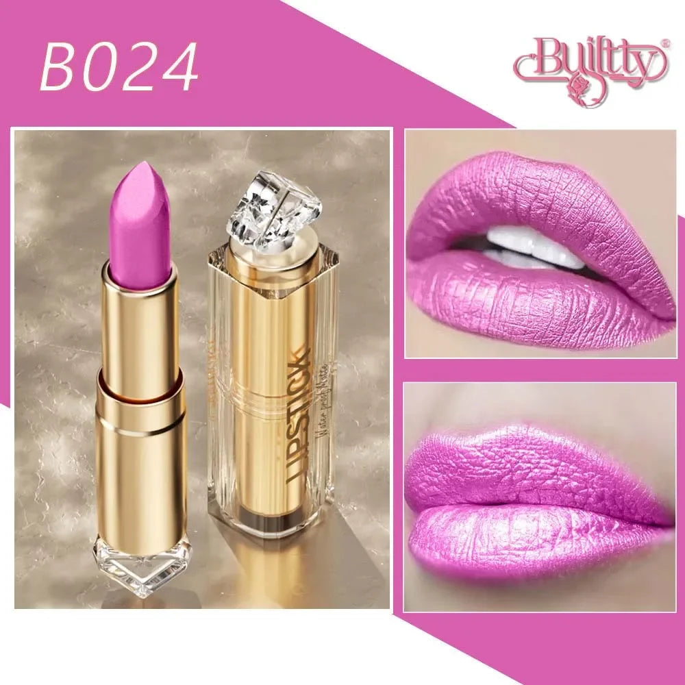 12 Colors Korea Matte Glitter Lipstick Pink Nude Matte Gliter Waterproof Kissproof Glitter Flip Lipstick Orange Dropshipping - Seprincess