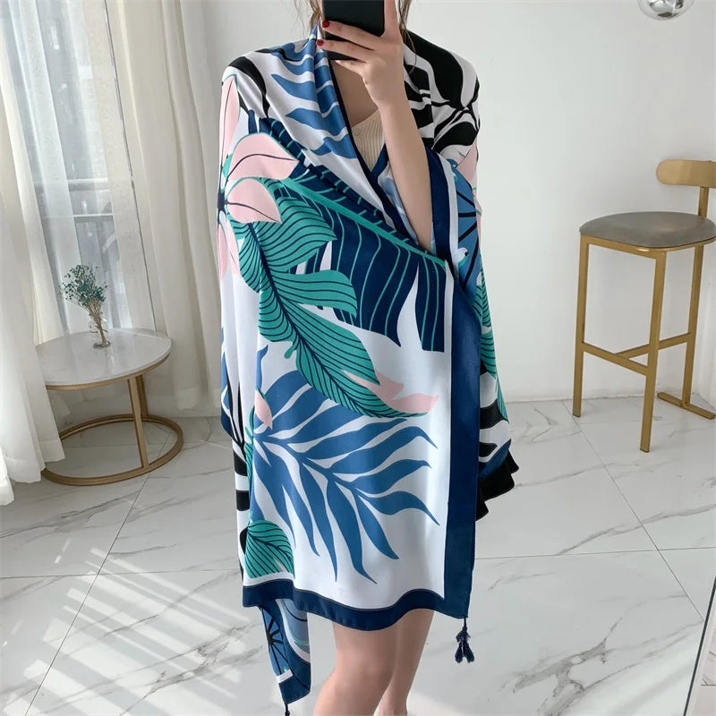 90x185cm  Printing Process Twill Summer Suncare Beach Dress Bikini Sarong Wrap Scarf Women Brazilian Swimsuit Bathing Cover-ups