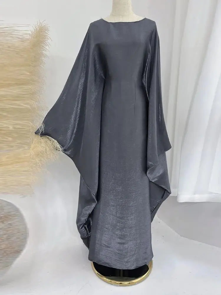 Ramadan Eid Satin Batwing Butterfly Abaya Dubai Luxury 2024 Muslim Maxi Kaftan Dress Abayas For Women Kebaya Robe Femme Vestidos - Seprincess