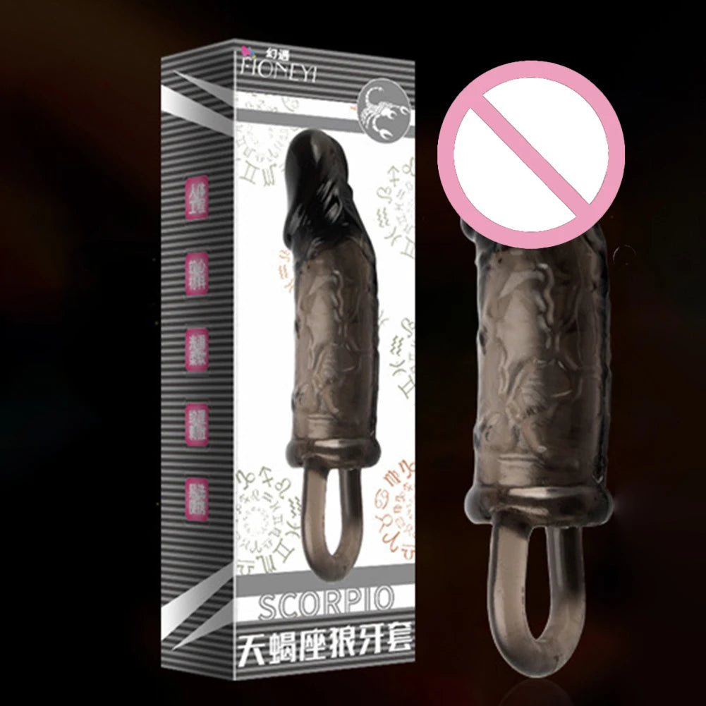 Spike Penis Sleeve Reusable Condoms Sex Toys for Men Delay Ejaculation Penis Sleeve Contraception Cock Ring Extender 남성전용기구