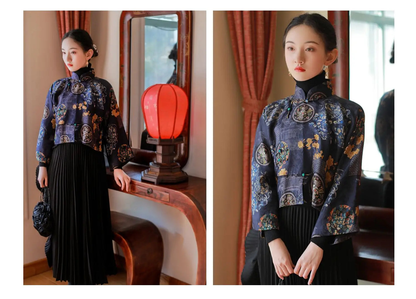 2023 Autumn New Chinese Style Traditional Hanfu Top Print Cheongsam Oriental Blouse Elegant Festival Party Dress Qipao Top Pd - Seprincess