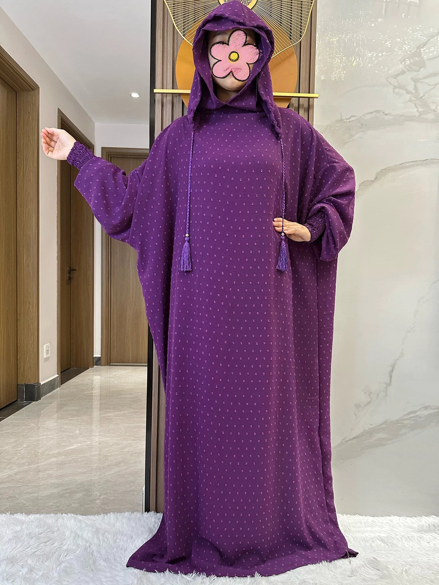 New Ramadan Muslim Two Hats Abaya Dubai Turkey Islam Prayer Clothes Solid Cotton Fabric Dresses Islam Women Dress Kaftan