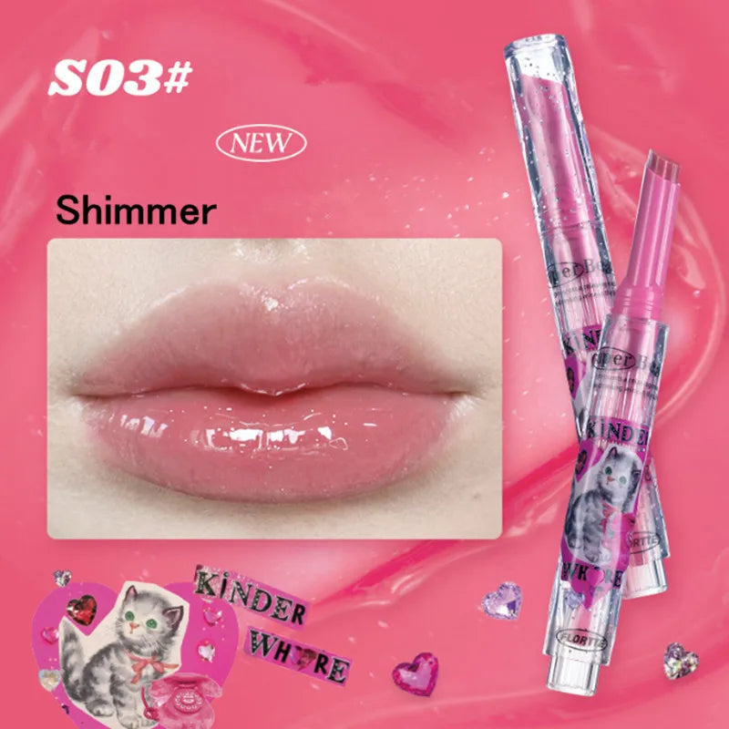 【New Arrival】FLORTTE Shimmer Lipstick Solid Lip Balm Moisturizing Water Gloss Lip Glaze - Seprincess