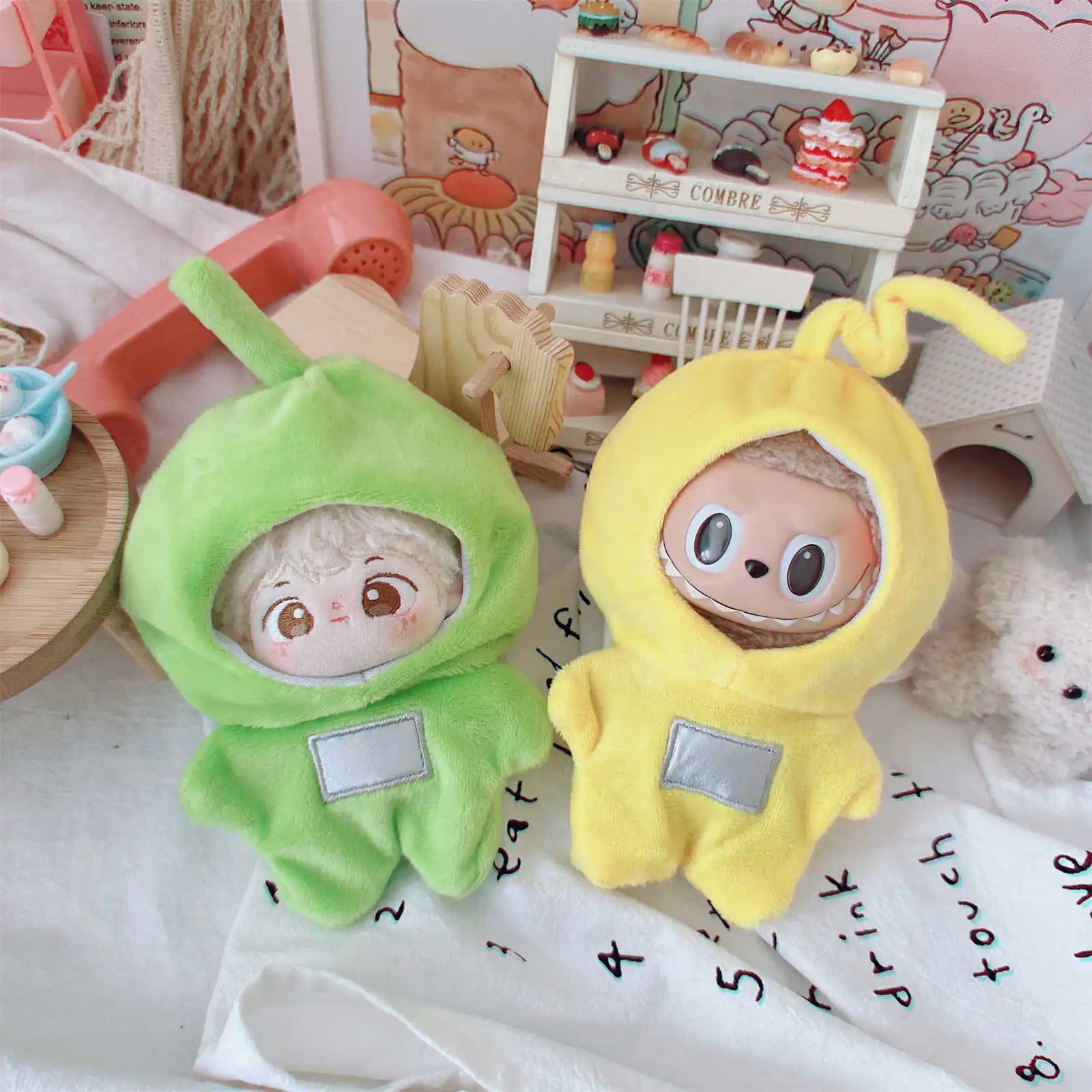 10-15Cm Anime Kawaii Teletubbies Cotton Doll Clothes Labubu Plush Doll Jumpsuit Hat Plushie Baby Crawling Clothes Accessories - Seprincess