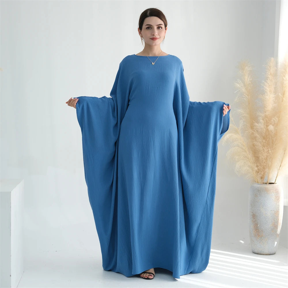 Ramadan Eid Crepe Batwing Butterfly Modest Abaya Dubai Luxury 2024 Muslim Jersey Hijabs Kaftan Dress For Women Kebaya Vestidos