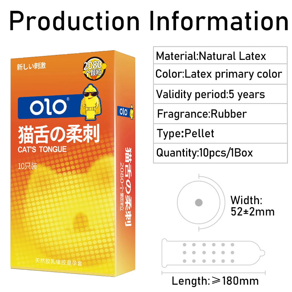 OLO 10Pcs Oral Sex Condoms with Strawberry Taste Safe Sex Penis Sleeve Condom Intimate Goods Tongue Sex Lick Dick Toys for Adult - Seprincess