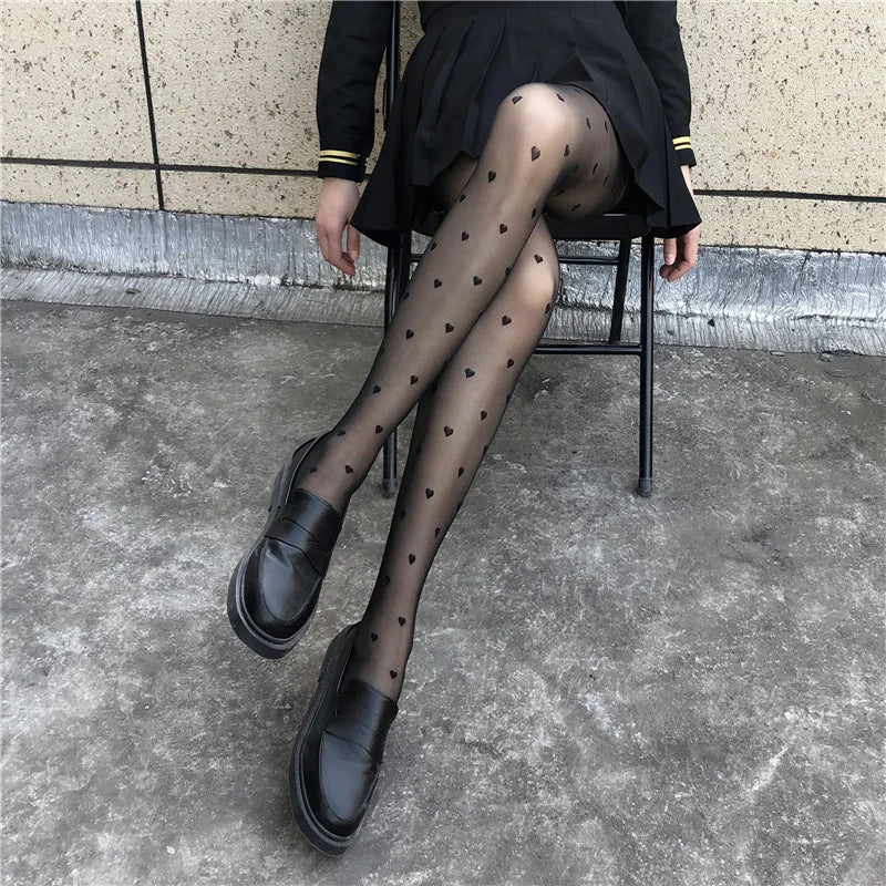 Sexy Women Pantyhose Tights Seamless Lace Mesh Fishnet Stockings Nylon Polka Dot Print Tight Stocking Female Lingerie Hosiery