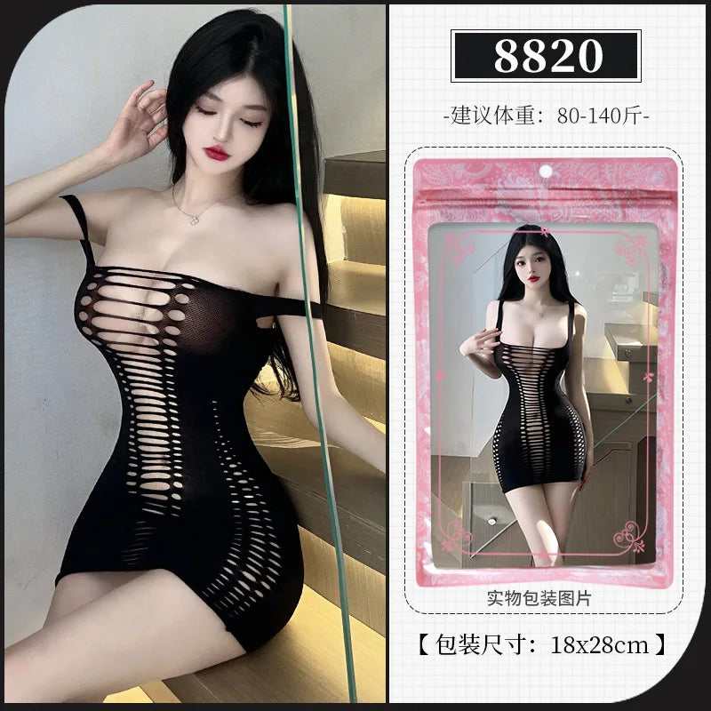 Sexy Erotic Lingerie For Women Porn Fishnet Mesh Bodysuit Female Perspective Sex Crotchless Hollow Stretch Teddy Bodystockings