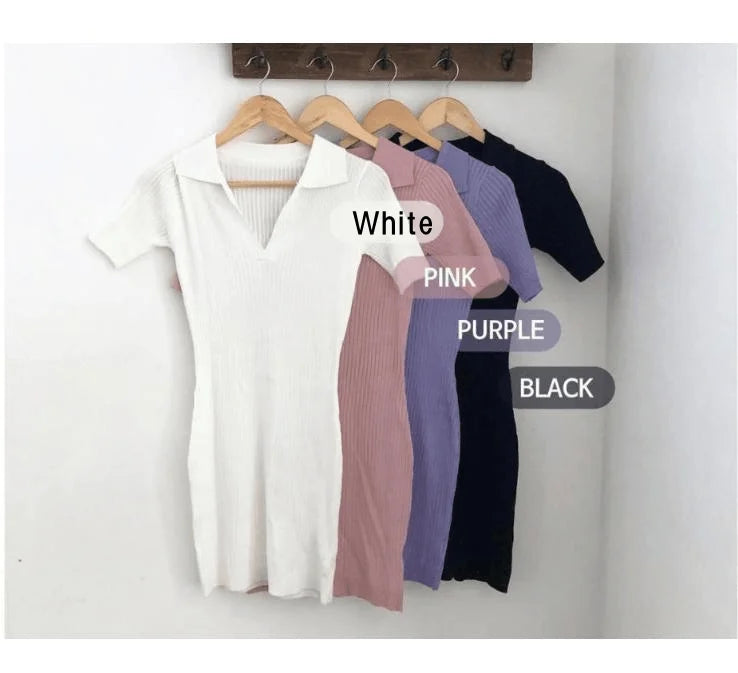 Summer Short Sleeve Dress Women Slim Knitting Female Clothes Streetwear Vacation Casual Soft Sweet Sexy Korea Fashion Dress 2024 - Seprincess