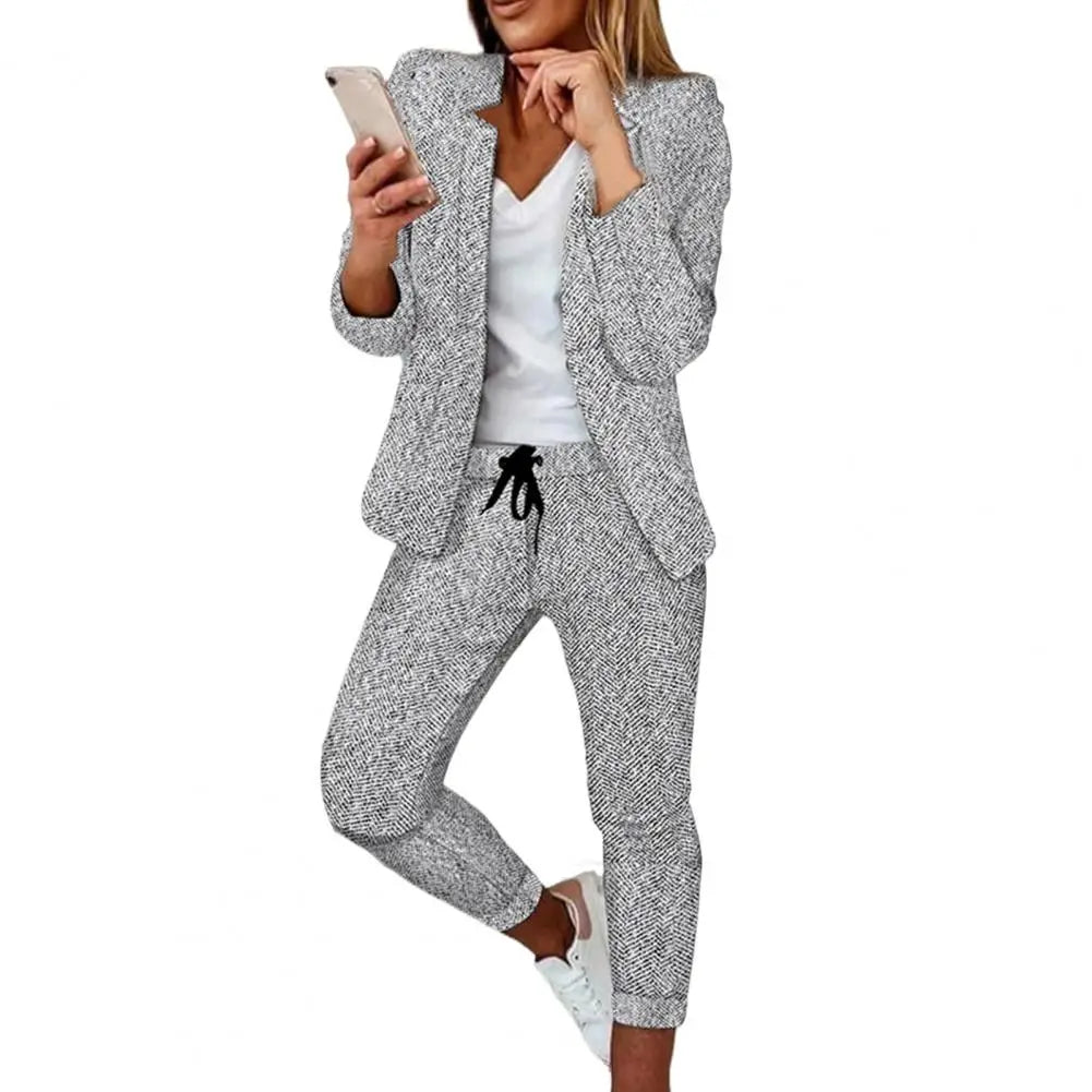 2Pcs Pants Suit for Women Blazer Set Ladies Open Stitch Blazer Jacket Pants Two Piece Set Women Outfits ensemble femme 2 pièces - Seprincess