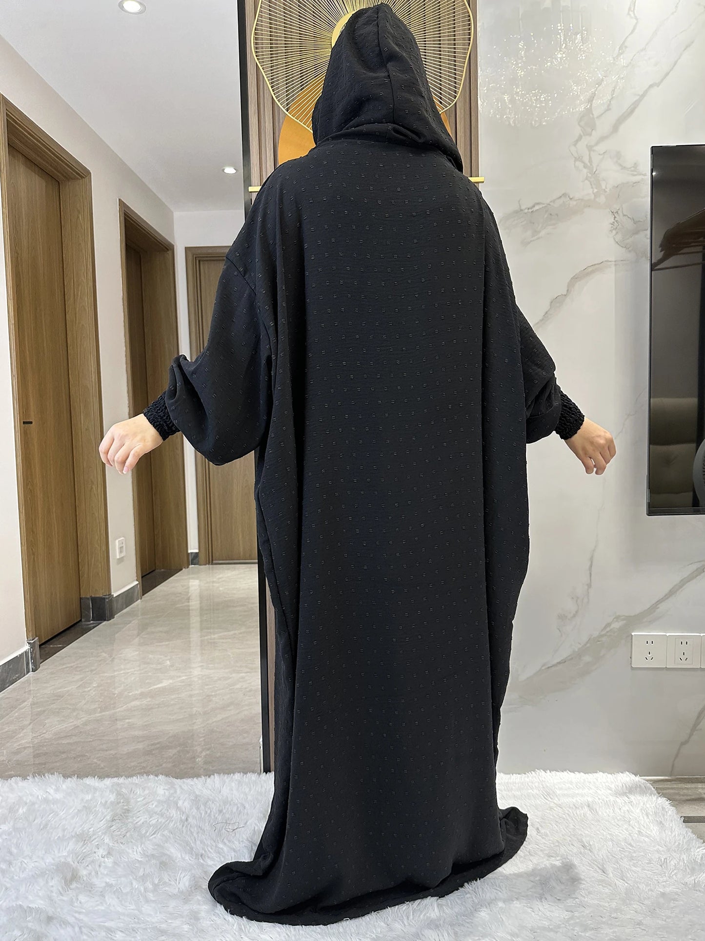 New Ramadan Muslim Two Hats Abaya Dubai Turkey Islam Prayer Clothes Solid Cotton Fabric Dresses Islam Women Dress Kaftan