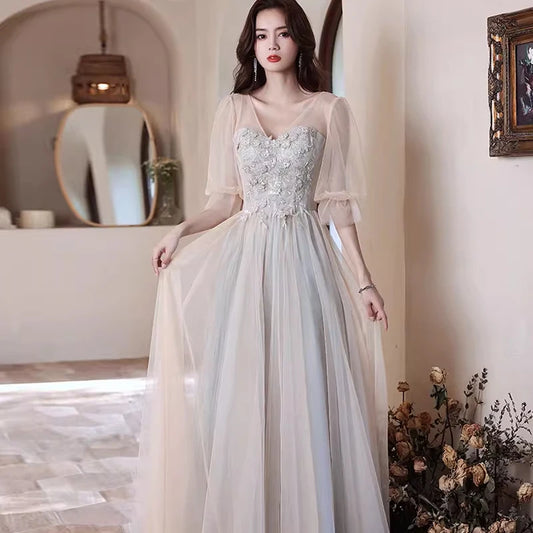 2024 Summer Light Gauze Bridesmaid Dress Women Sexy Wedding Party Gown Elegant Novelty Cheongsam Temperament Gentle Qipao - Seprincess