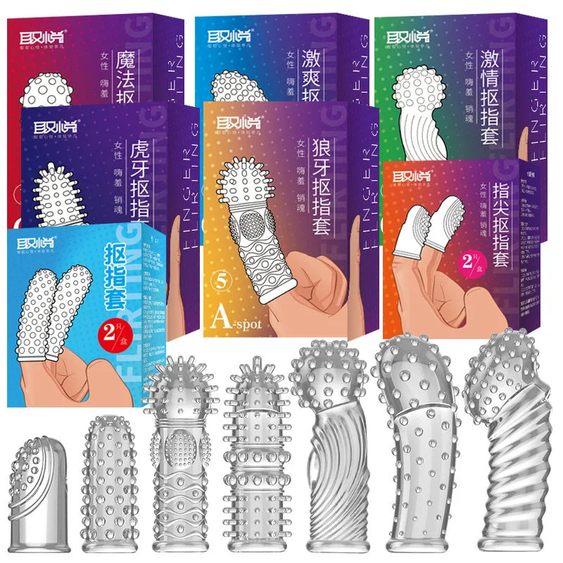 G-spot Finger Condoms Vaginal Stimulation Sex Toys For Man Woman Les Big Spikes Finger Sleeve Clitoris Massage Adult Sex Product - Seprincess