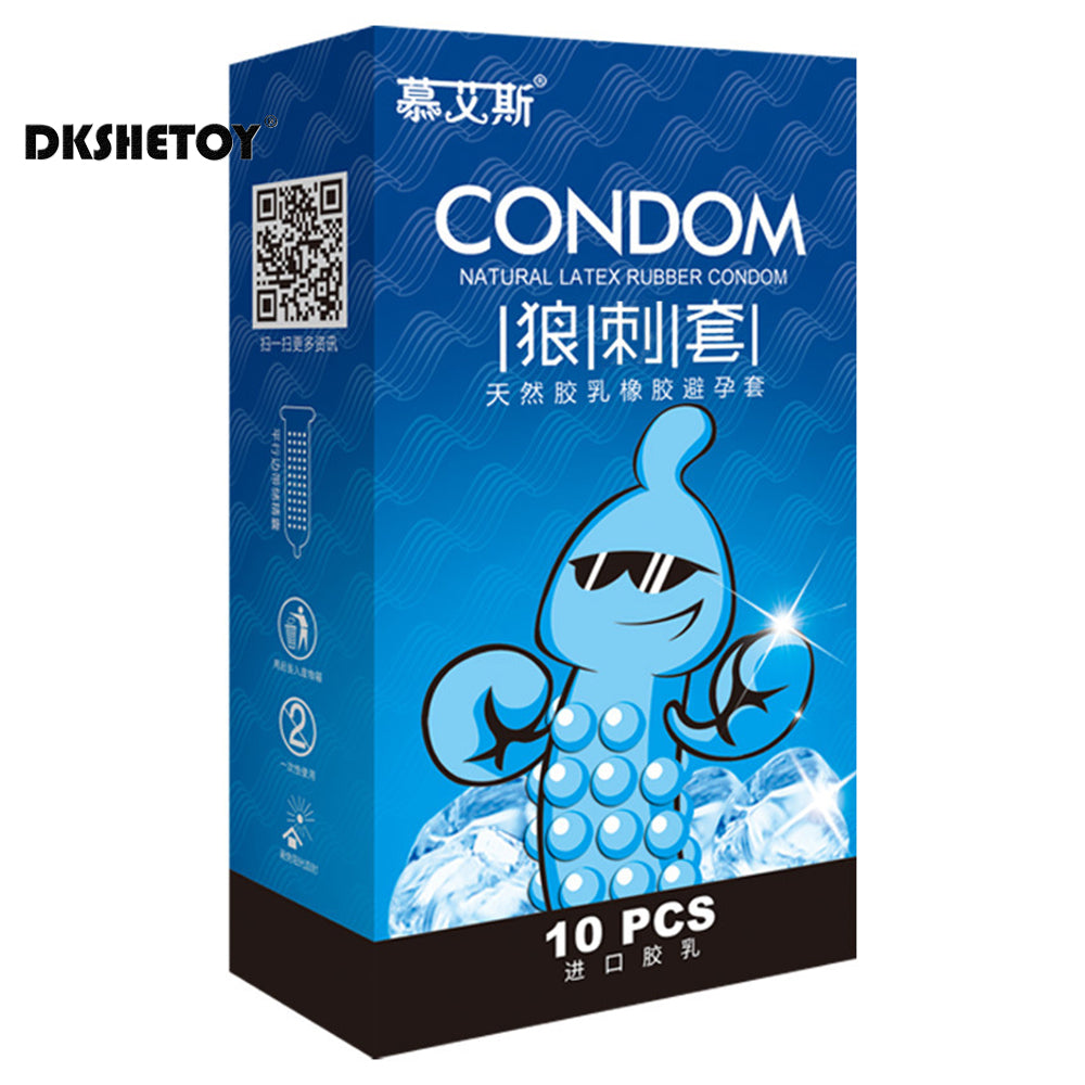 Spiked Condoms For Men 18+ Thin Condones Big Dotted For Long Sex Delay Ejaculation G-spot Vaginal Stimulation Adult Penis Sleeve - Seprincess