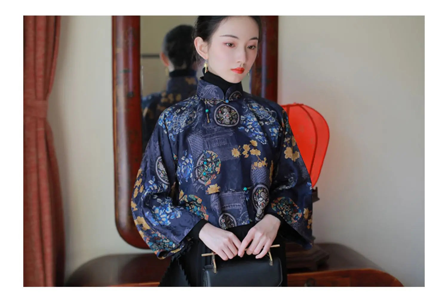 2023 Autumn New Chinese Style Traditional Hanfu Top Print Cheongsam Oriental Blouse Elegant Festival Party Dress Qipao Top Pd - Seprincess