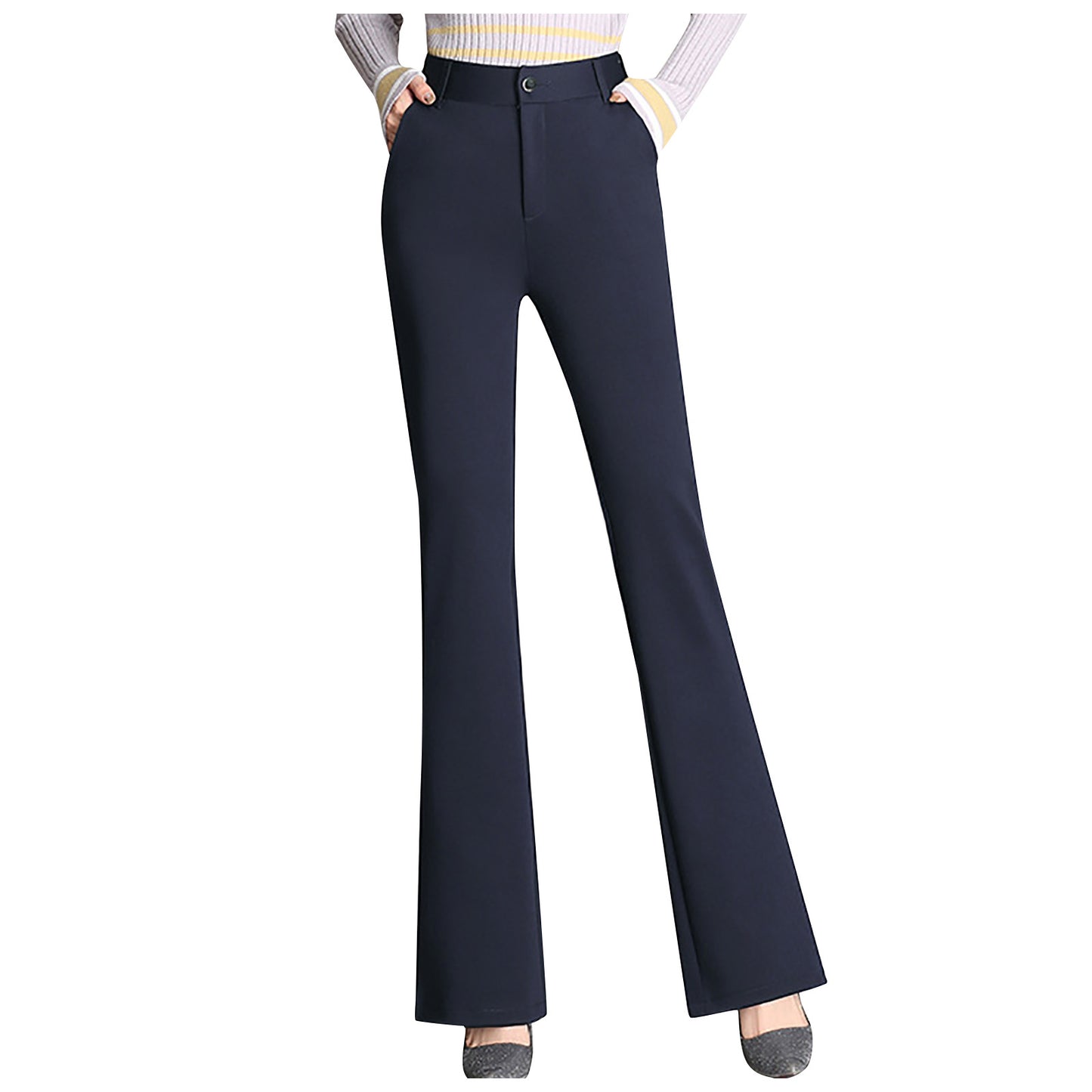 Flared Pants Women'S Bootcut Trousers Large Size Elastic Bell Trousers Suit Trousers Straight High Waist Work Trousers Trousers