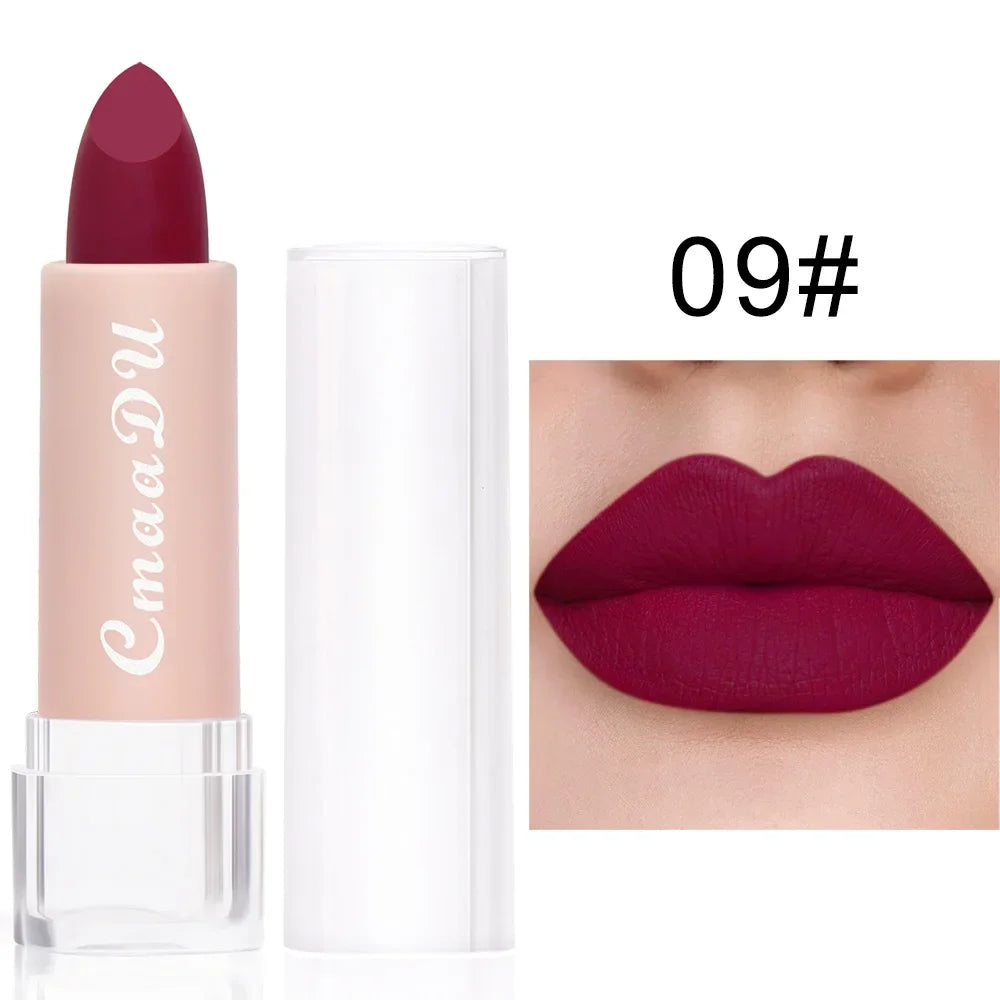 CmaaDu 15 Color Velvet Matte Lipsticks Waterproof Long Lasting Sexy Red Lipstick on-Stick Cup Makeup Lips Tints Pencil Cosmetics