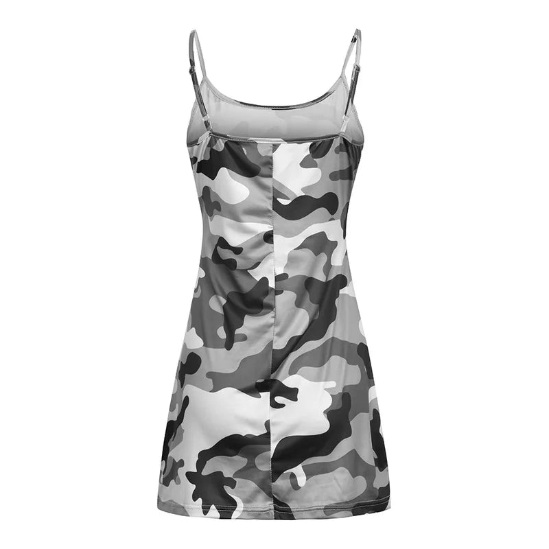 Italy Strap Sexy Dress Camouflage Print Mini Dress Short Summer Sleeveless Women Clothing Summer Dress Bodycon Casual Dress - Seprincess