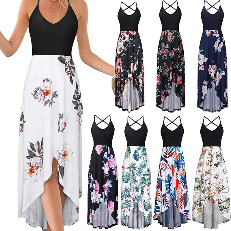 Casual Printed Summer Long Dresses For Women 2023 Elegant Pretty Slim Women's Sexy Backless Dresses Vintage Female Clothing - Seprincess