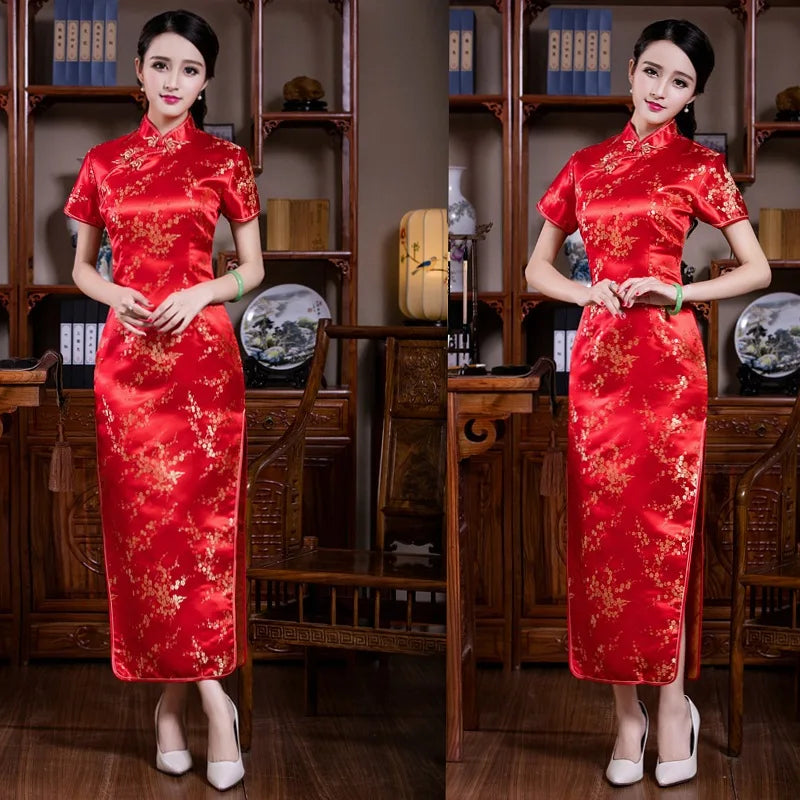 S-6Xl Plus Size Cheongsam Women Elegant Qipao Tradition Chinese Style Dresses Dragon Jacquard Cheongsams Sexy Long Vestidos - Seprincess