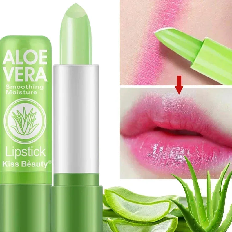 Moisturizing Aloe Vera Lipstick Temperature Color Changing Lip Balm Lasting Nourishing Lip Care Anti-drying Exfoliating Lipstick - Seprincess