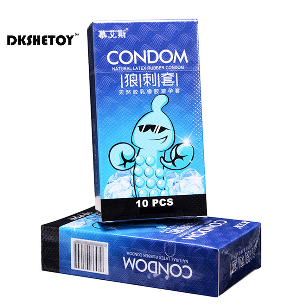 Spiked Condoms For Men 18+ Thin Condones Big Dotted For Long Sex Delay Ejaculation G-spot Vaginal Stimulation Adult Penis Sleeve - Seprincess