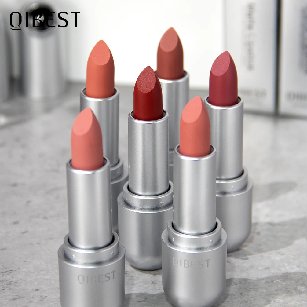 QIBEST Matte Lipstick Waterproof Long Lasting Non-stick Cup Lip Stick Not Fading Sexy Red Orange Velvet Lipstick Makeup Cosmetic - Seprincess