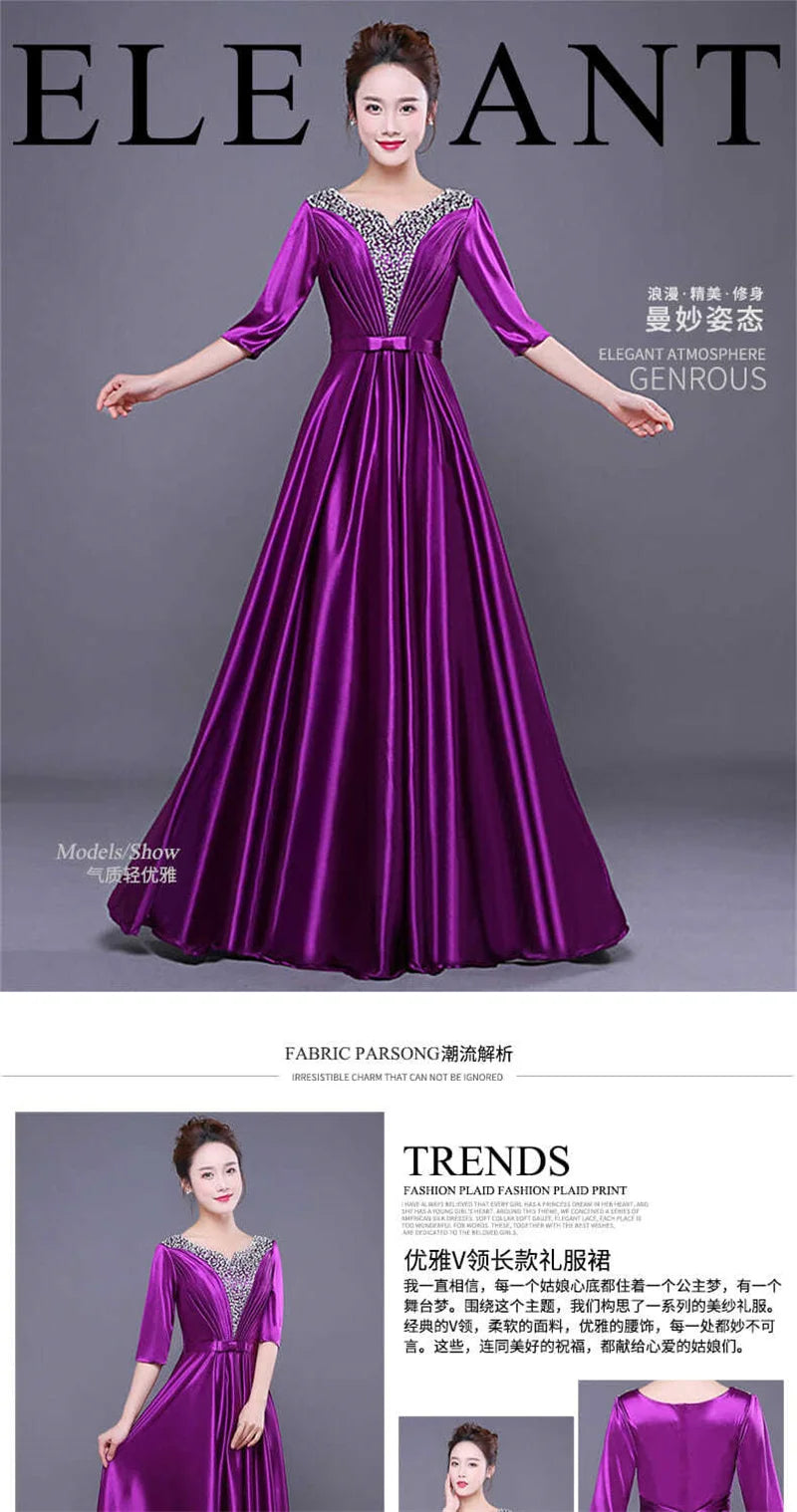 Elegant Elegant Choir Performance Dress Female Long High School Student Modern Fashion New Host Dress Female Evening Dress Femal - Seprincess