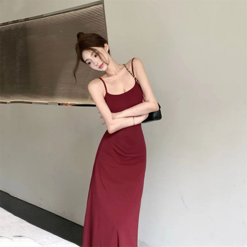 Dress Women A-line Minimalist Solid All-match Backless Elegant High Waist Leisure Popular Korean Style Female Tender Summer Cozy - Seprincess