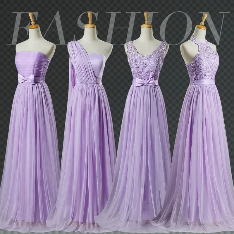 2024 New Light Purple Pink Bridesmaid Dresses Graduation Vestidos Longo Long Prom Robes Cheap Wedding Party Dress - Seprincess