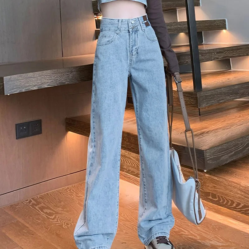 Straight Double Button Denim Jeans Women's New Style Loose Small Narrow Version Classic High Quality Brand Denim Pants