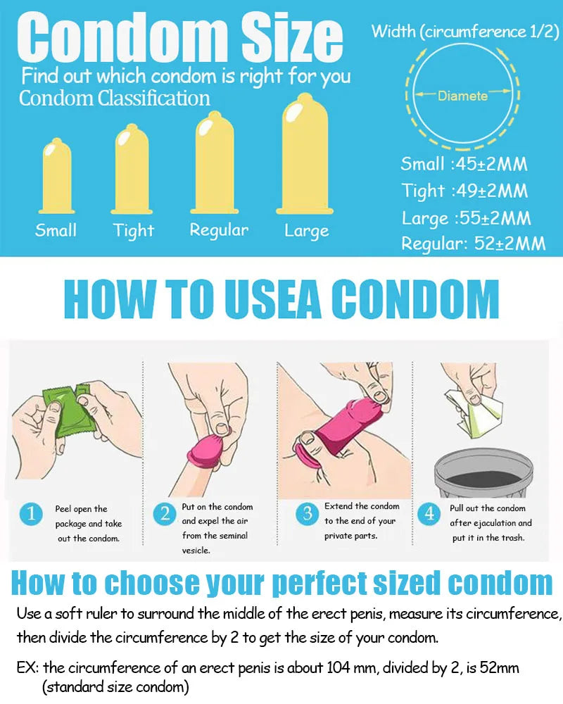 10/30/50pcs Condom 52mm Ultra Thin Cock Penis Sleeve Natural Latex Lubrication Contraception Supplies Adults Safer Sex Products - Seprincess